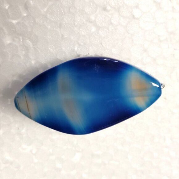 Huge Blue Agate Ring Adjustable Band Handmade Semi Precious Ring Oval Agate Ring - Picture 10 of 10